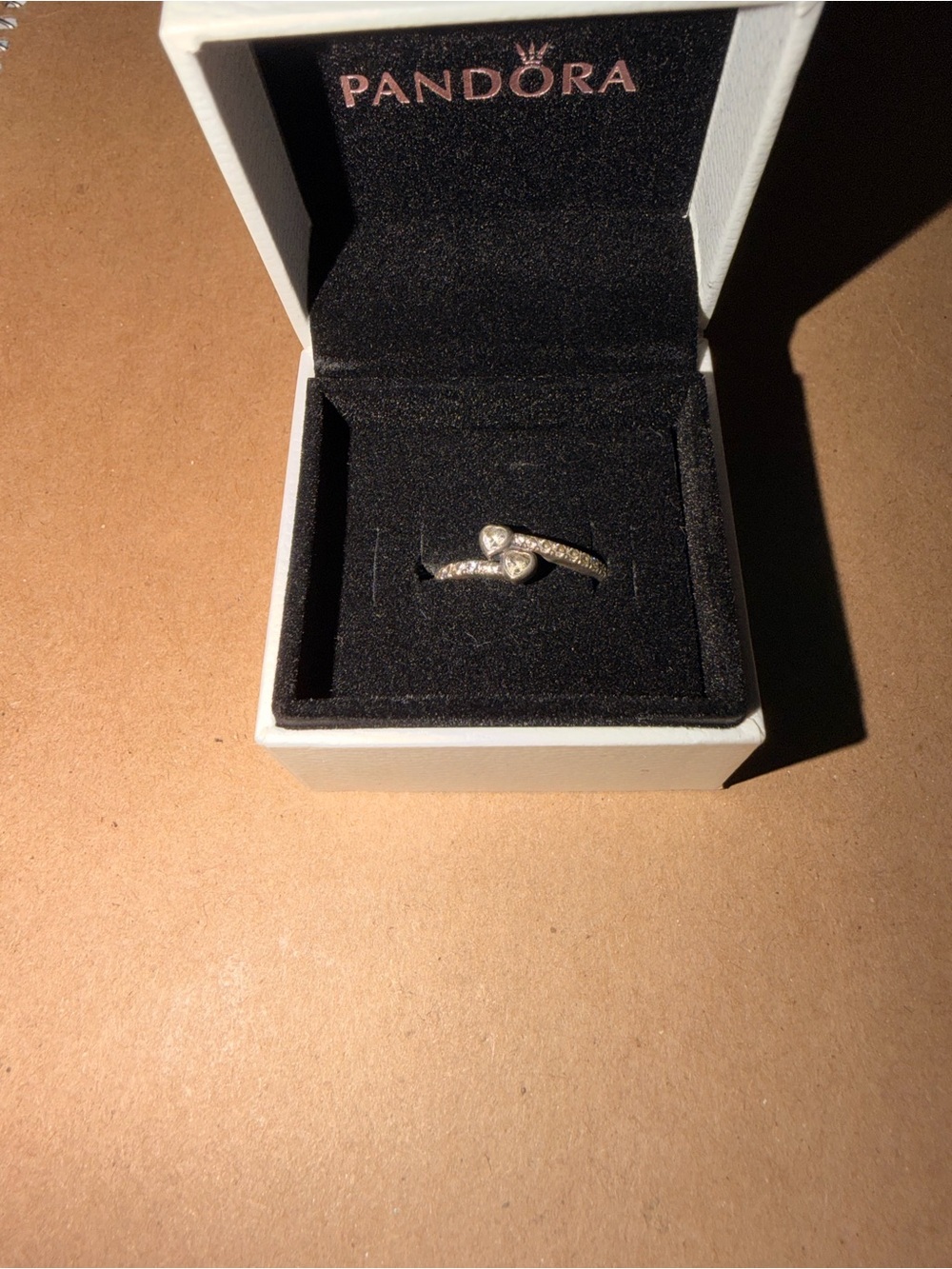 Pandora Silver Ring with Heart and Clear Stones